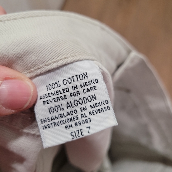 Vintage Lei Surplus Cream Button Fly Denim Cargo Shorts - Picture 5 of 8